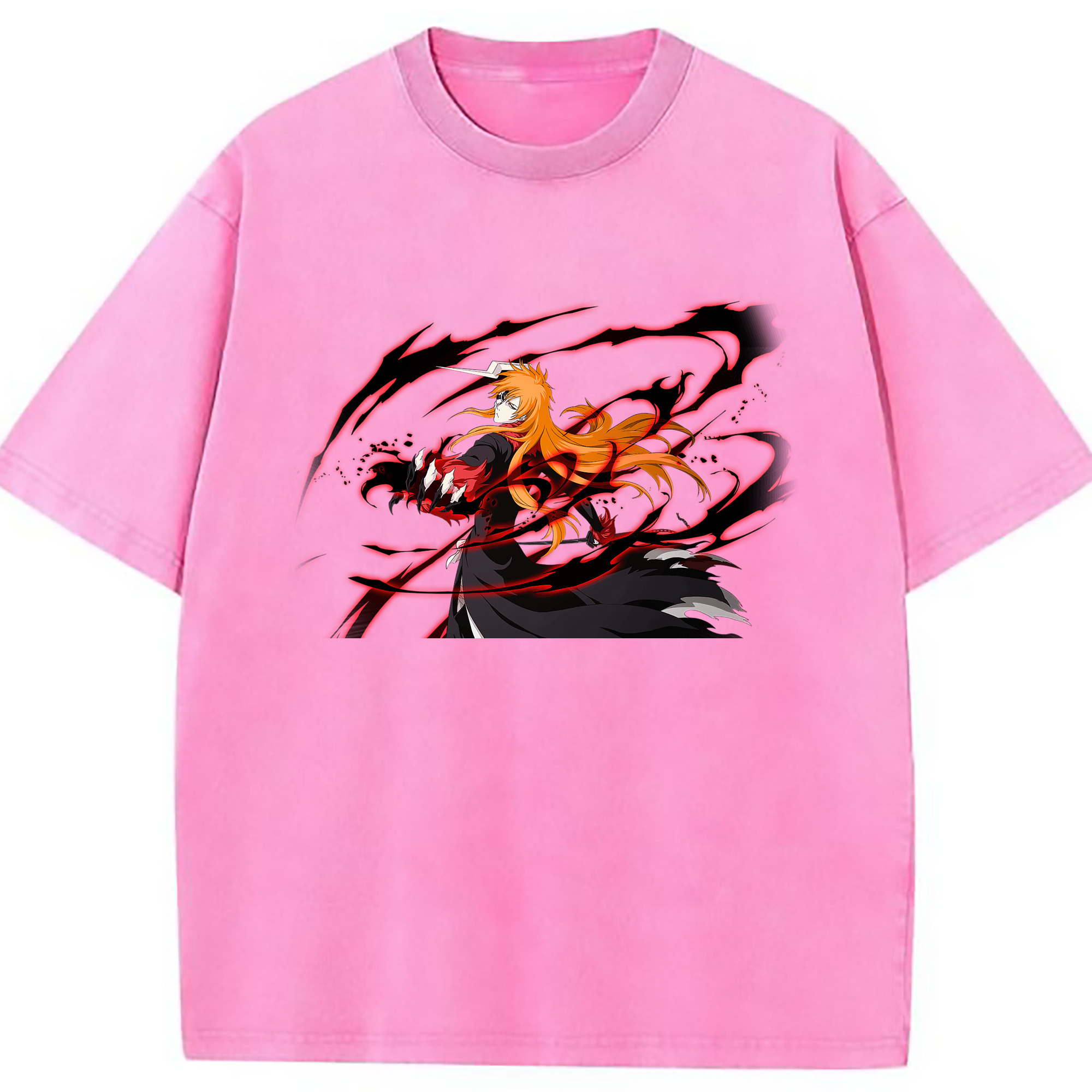 （画像用） ブリーチ 黒崎一護（くろさき いちご）BLEACH Kurosaki Ichigo 綿100% ヴィンテージ風 半袖Tシャツ（フロントプリント）